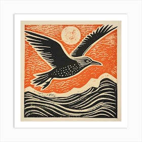 Retro Bird Lithograph Seagull 3 Art Print