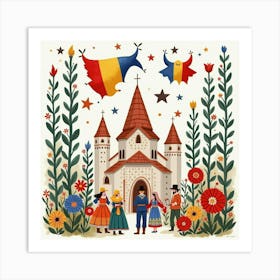 English Festival Featuring Romanian Crafts, Painted In Watercolor 1 Art Print