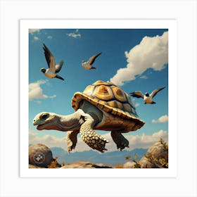 Tortoise Dreaming Of Flying High In The Sky Like The Birds (2) Art Print