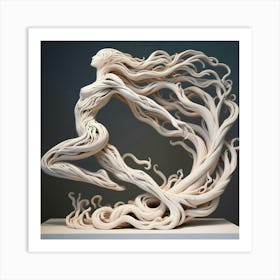 Wood Sculpture of A Dance Art Print