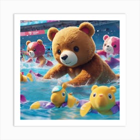 Teddy Bears In The Pool Art Print