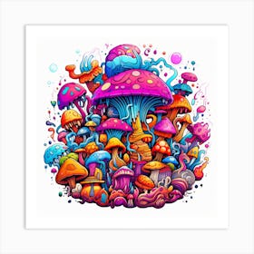 Colorful Psychedelic Mushrooms Art Print