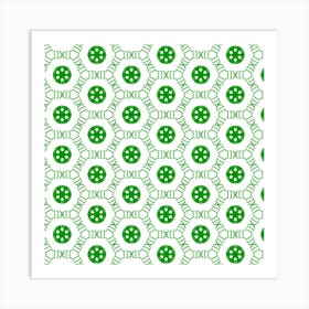 White Background Green Shapes 1 Art Print