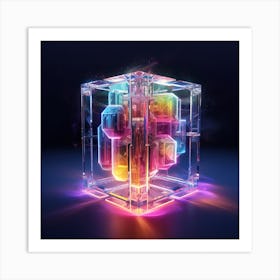 Neon Cube Art Print