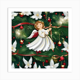 Angels On A Christmas Tree Art Print