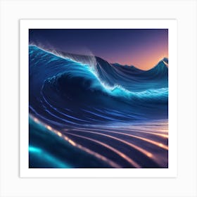 Ocean Wave At Sunset Art Print