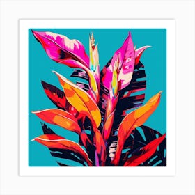 Andy Warhol Style Pop Art Flowers Heliconia 4 Square Art Print