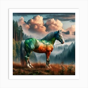 Colorful Horse In The Forest 1 Art Print