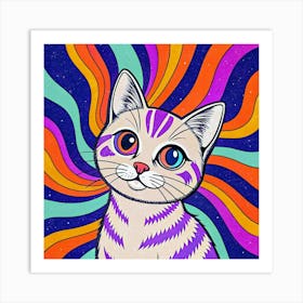 Psychedelic Cat Poster