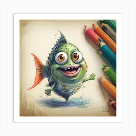 Cartoon Fish 2 Art Print