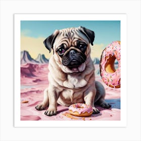 Pug Donuts Art Print