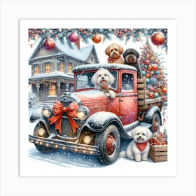 In A Snowy Christmas Village An Old Red Fsb1kml Art Print