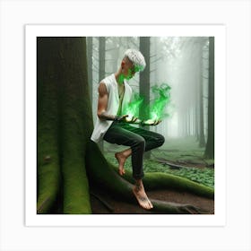 Young Man In The Forest Art Print