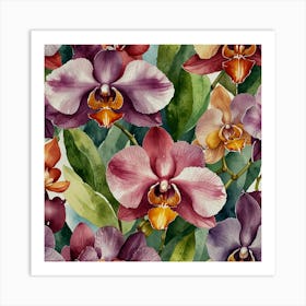 Orchids Seamless Pattern 1 Art Print