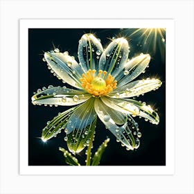 Flower With Water Droplets Art Print