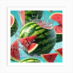 Watermelon Splash Art Print