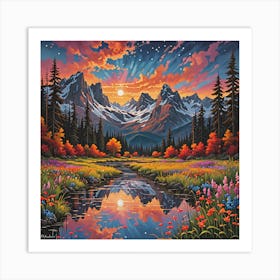 Sunset In The Mountains 5 Art Print