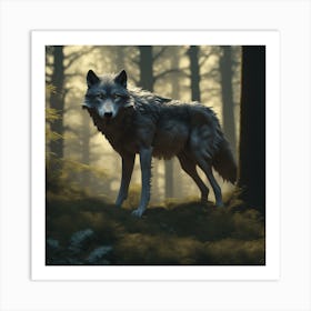 Wolf In The Woods 49 Art Print