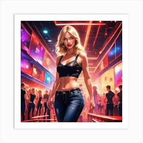 Girl In A Club Art Print