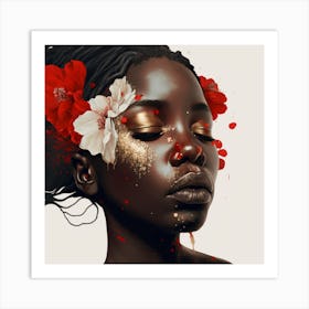 Black Girl With Flowers 2 Art Print