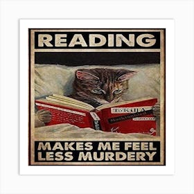 tabby Cat Reading Art Print