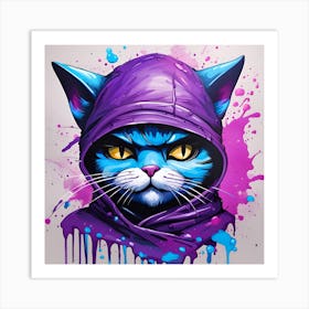 Purple Cat With Blue Eyes 10 Art Print