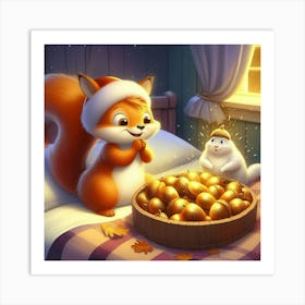 Santa Squirrel Wall. ART Art Print