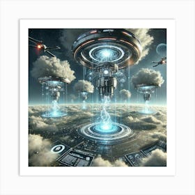 Weather Control Stations Scifi Art Print