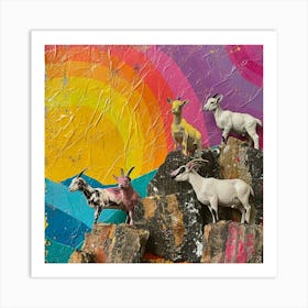 Mountain Goat Kitsch Collage 2 Art Print