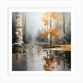 Autumn Trees In A Pond Art Print