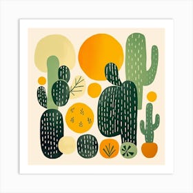 Rizwanakhan Simple Abstract Cactus Non Uniform Shapes Petrol 79 Art Print