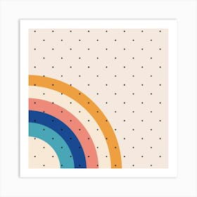 Abstract Geometric Bauhaus Polka Dots Retro Memphis Rainbow Art Print