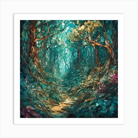 Stained Glass Forest Art Print