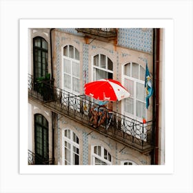 The Balcony Life In Summer Porto Portugal Square Art Print