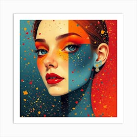 Woman With Colorful Makeup Art Print