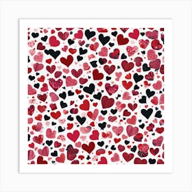 Hearts On A White Background 2 Art Print