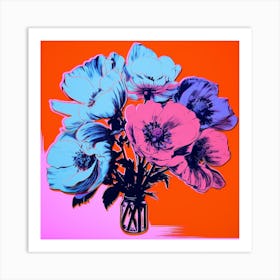 Andy Warhol Style Pop Art Flowers Florals 8 Square Art Print