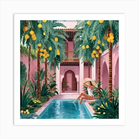 Moroccan Oasis Tranquil Retreat By The Pool (5) Art Print