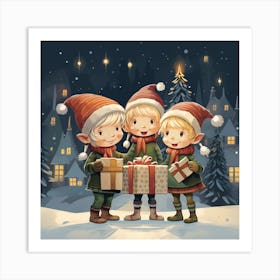 Christmas Elves 1 Art Print