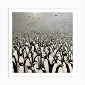 Colony of penguins 5 Art Print