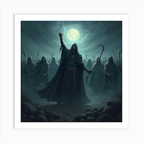 A Powerful Necromancer Raising An Army Of The Undead In A Dark, Stormy Night 1 Art Print