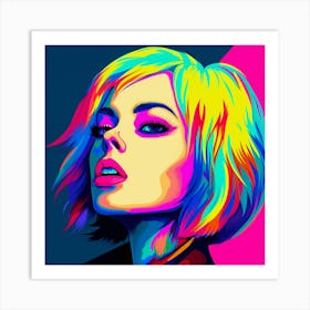 Girl With Colorful Hair Art Print