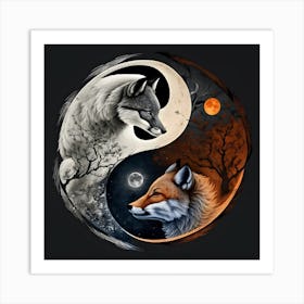 Yin Yang Wolf Art Print