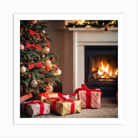 Christmas Tree With Presents 17 Art Print