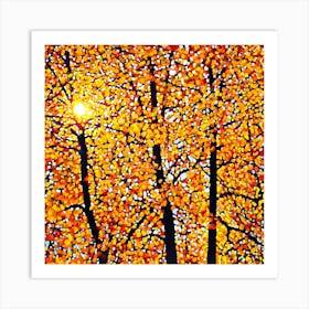 Autumn Trees By Person Art Print