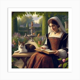 Lady Reads A Book Art Print