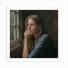 Girl By The Window Art Print