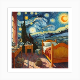 Van Gogh Painted A Bedroom With A View Of Martian Landscapes 2 Art Print