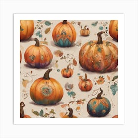 Pumpkins Cute Painted Pumpkins ( Bohemian Design ) Art Print