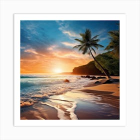 Sunset On The Beach Art Print